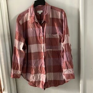 NWT Ava & Viv Pink and White Button Down Shirt